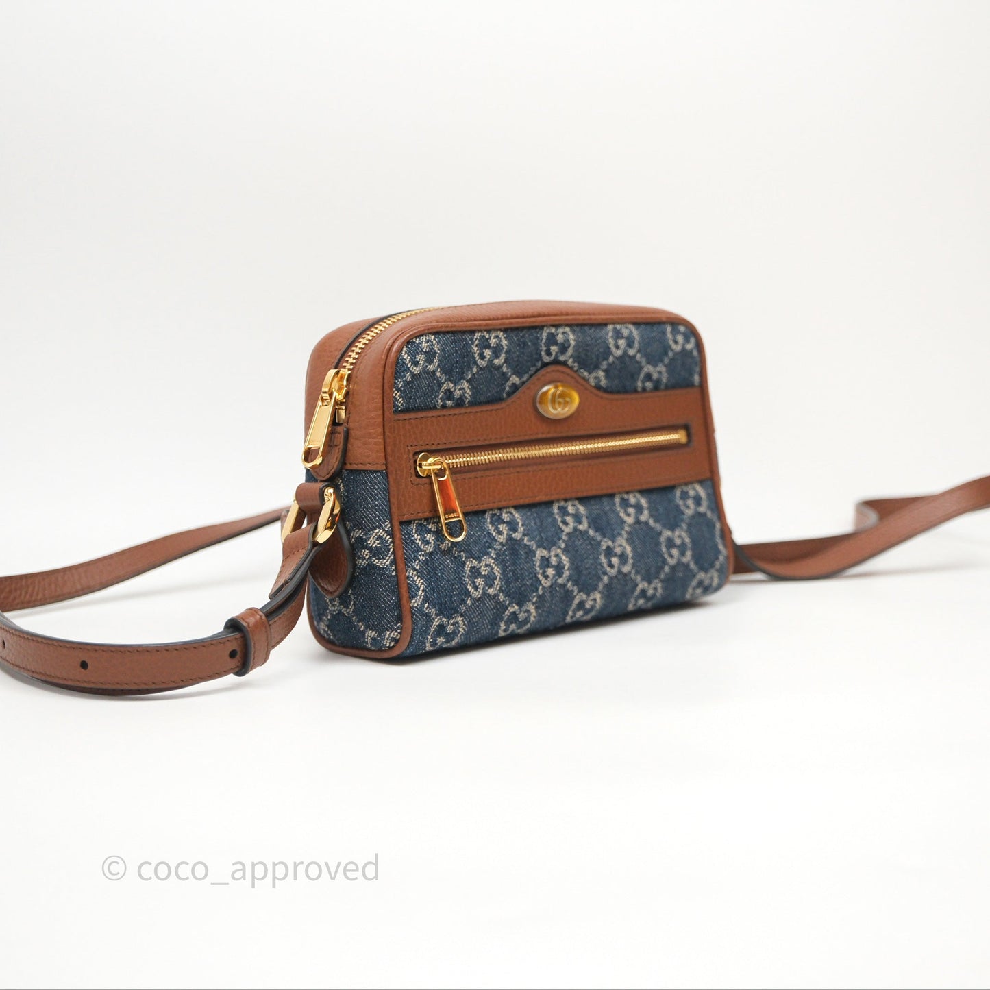 Gucci Ophidia Jacquard Denim Mini Bag Gold Hardware