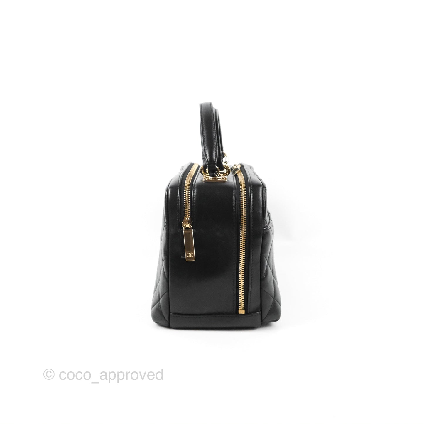 Chanel Quilted Small Trendy CC Bowling Bag Black Lambskin Gold Hardware
