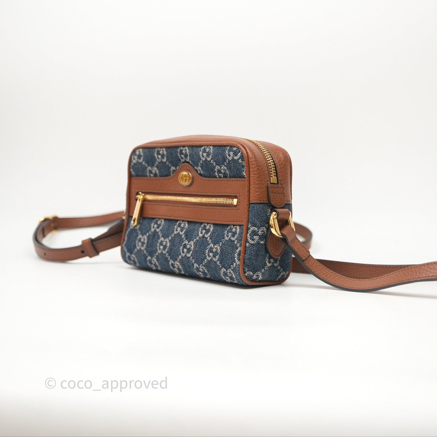 Gucci Ophidia Jacquard Denim Mini Bag Gold Hardware