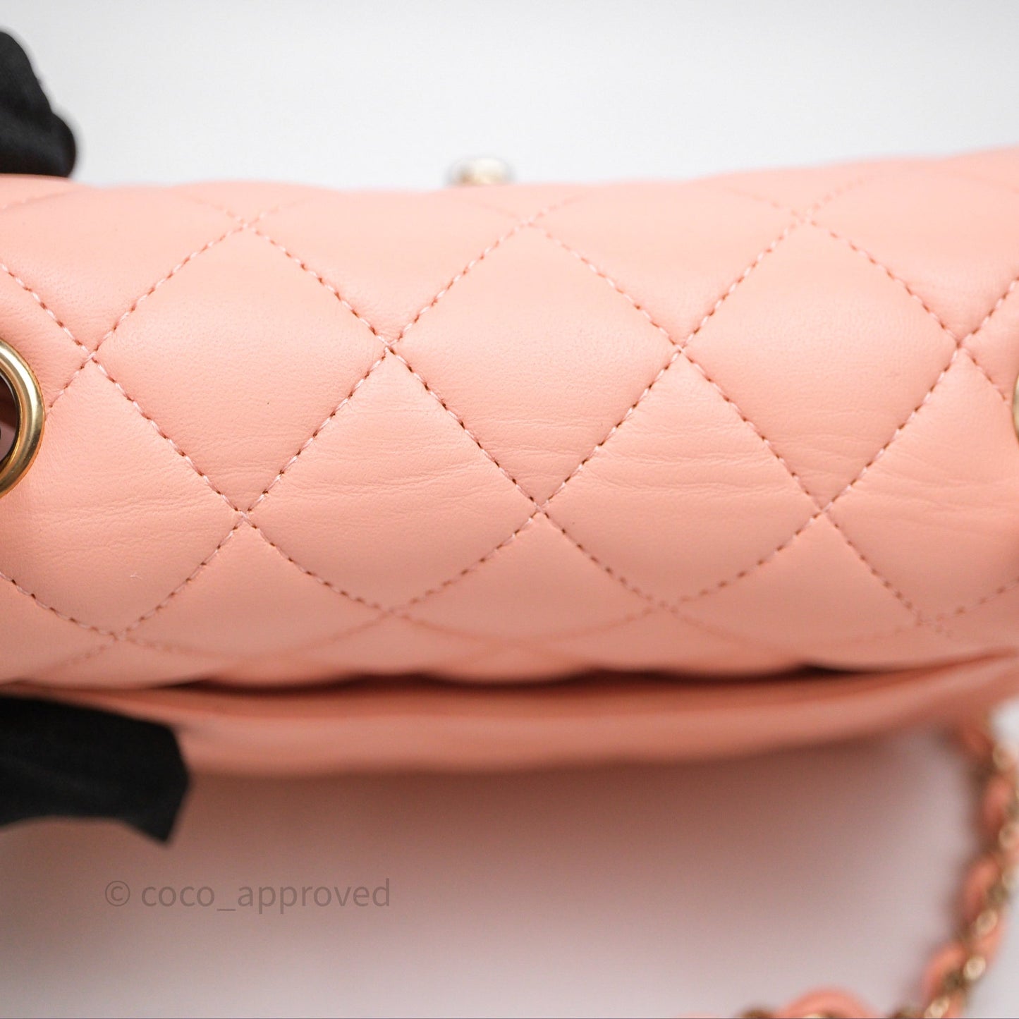 Chanel Mini Square Quilted Peach Lambskin Gold Hardware