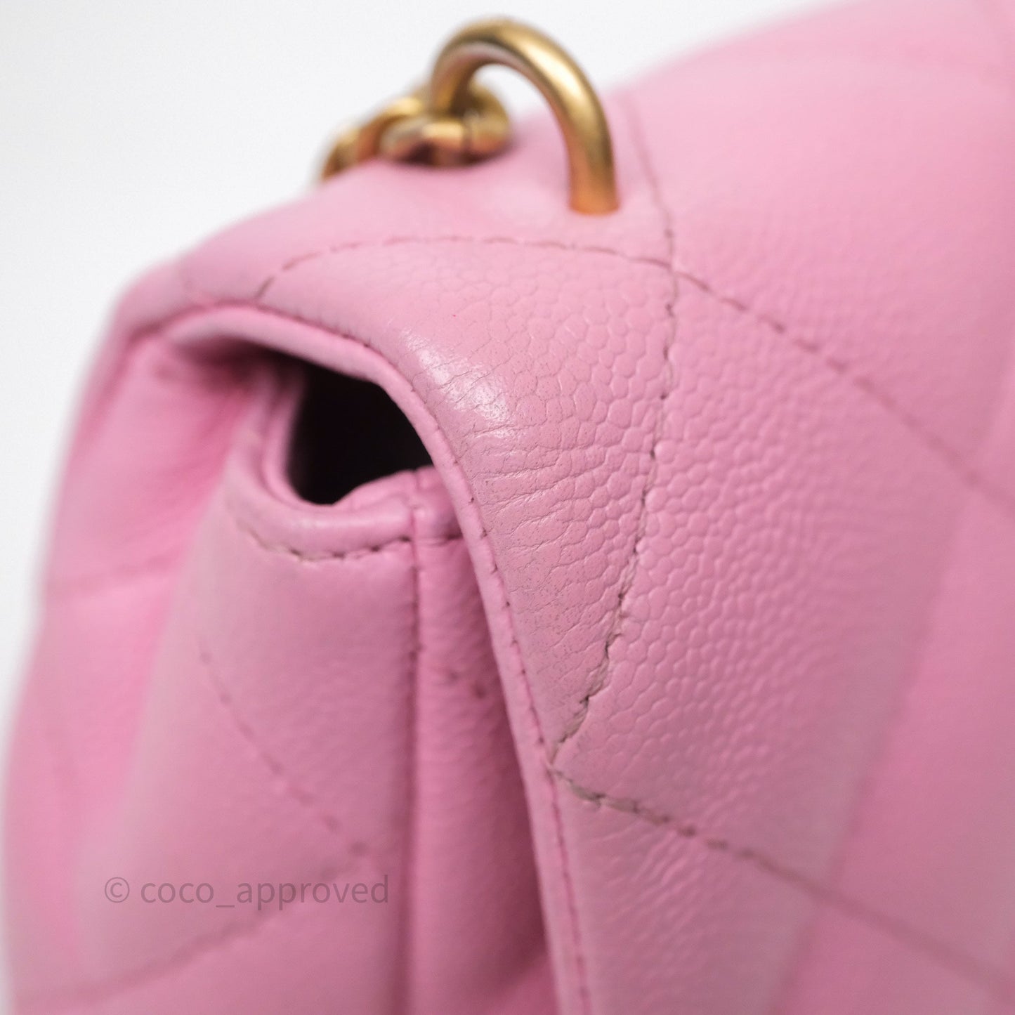 Chanel Large Flap Bag Heart Adjustable Chain Pink Caviar Aged Gold Hardware