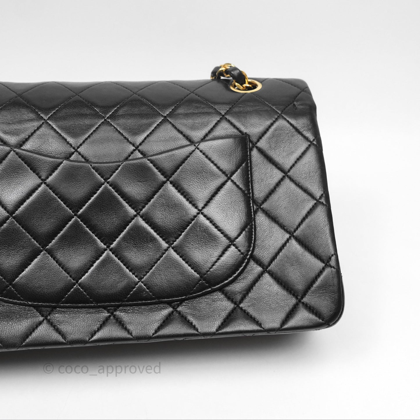 Chanel Classic Vintage Double Flap M/L Black Lambskin 24K Gold Hardware