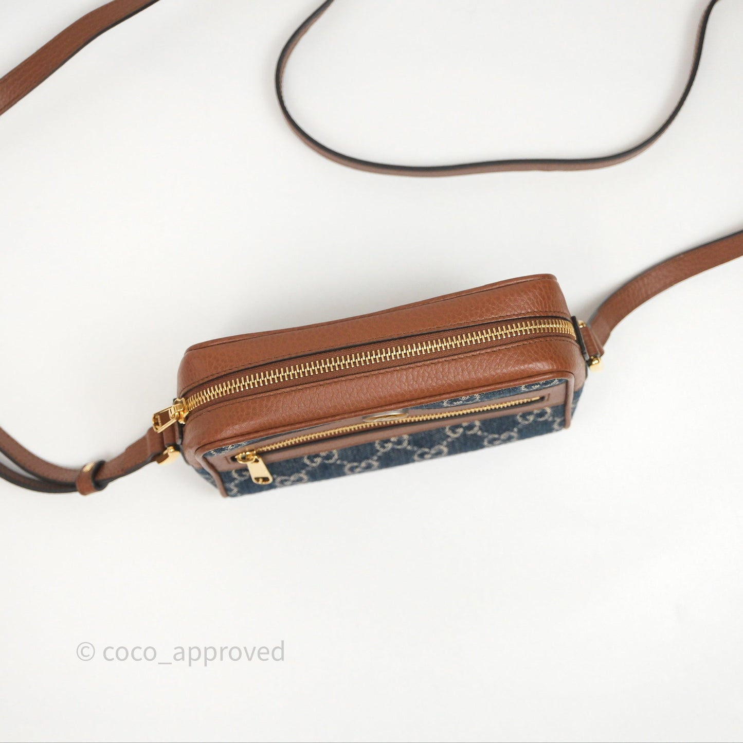 Gucci Ophidia Jacquard Denim Mini Bag Gold Hardware