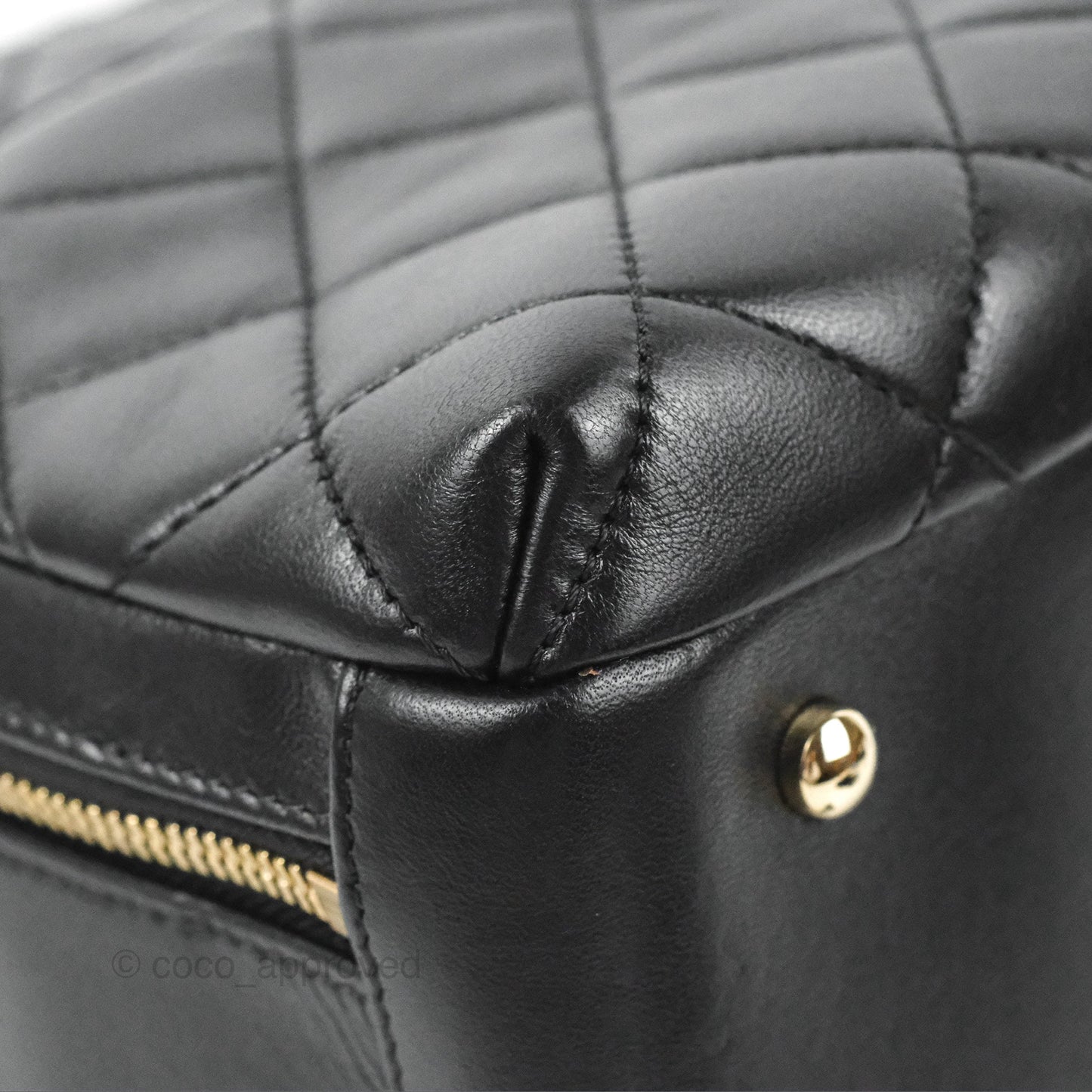 Chanel Quilted Small Trendy CC Bowling Bag Black Lambskin Gold Hardware