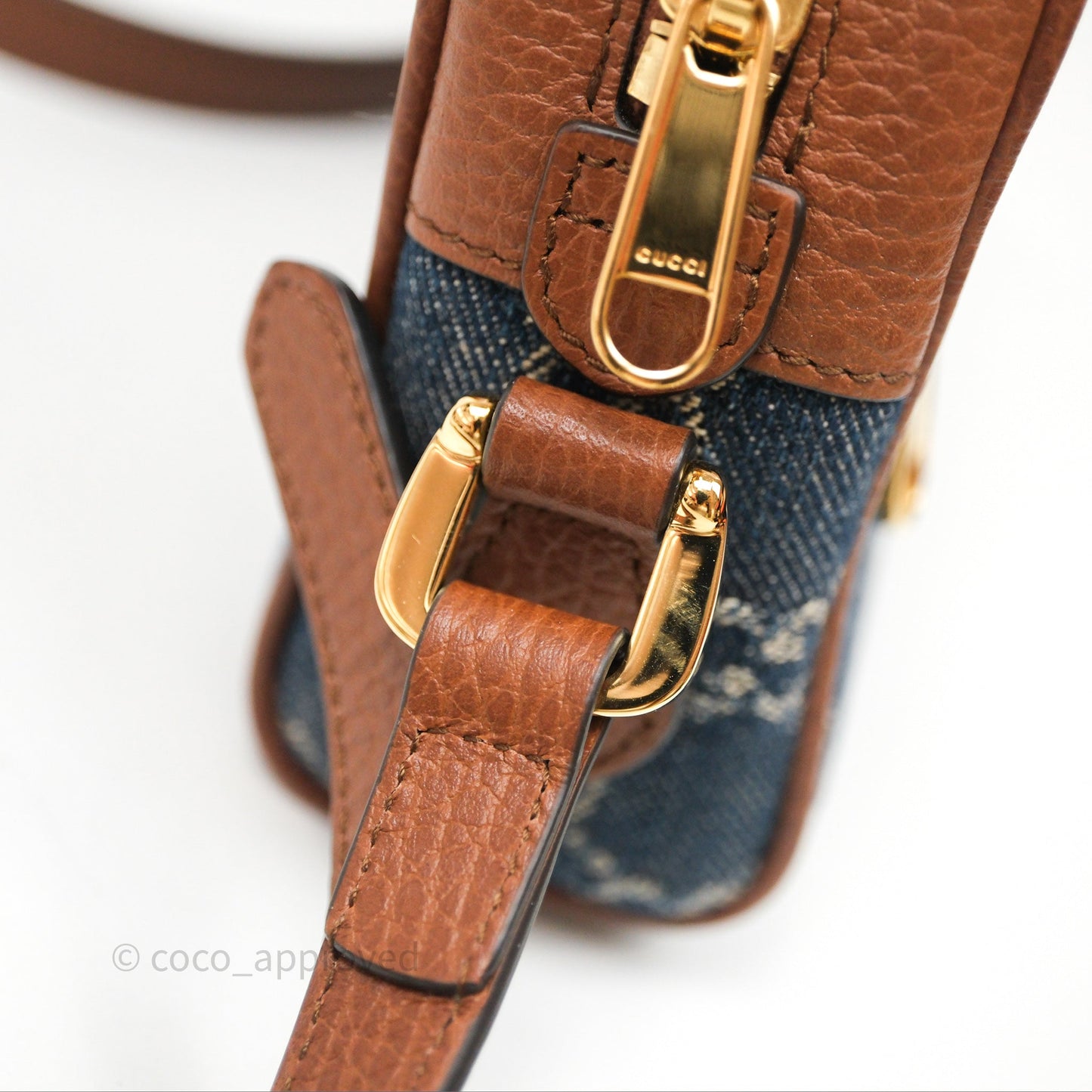 Gucci Ophidia Jacquard Denim Mini Bag Gold Hardware