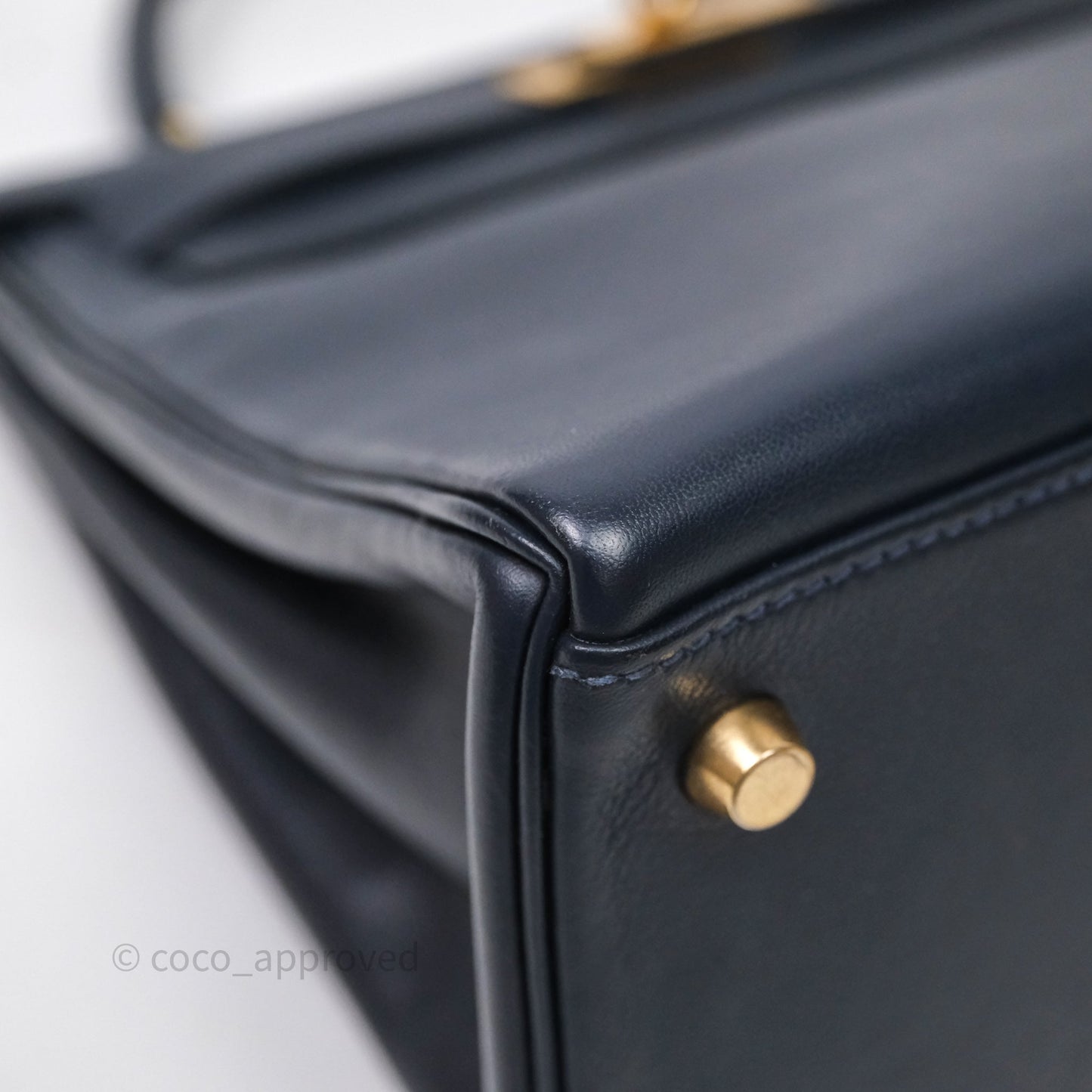 Hermes Kelly 28 Retourne Bleu Nuit 2Z Gold Hardware