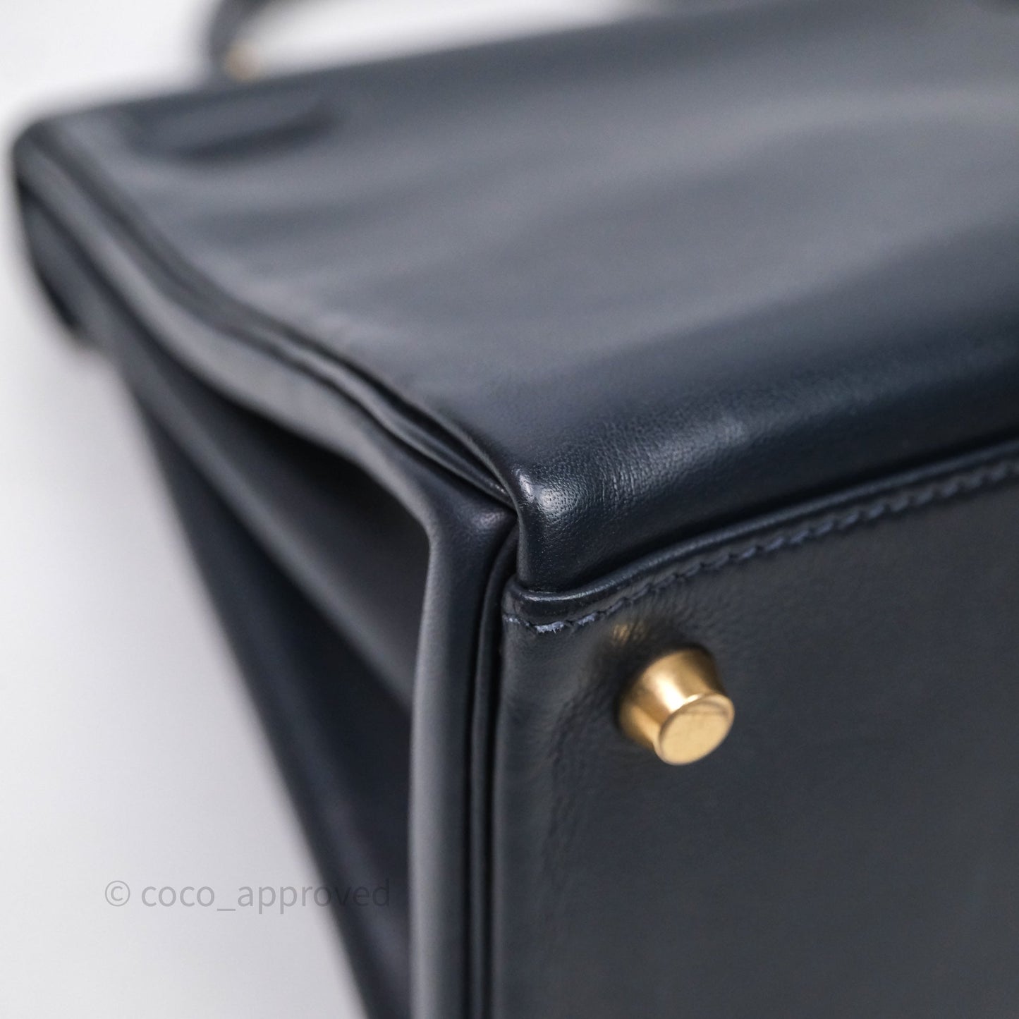 Hermes Kelly 28 Retourne Bleu Nuit 2Z Gold Hardware