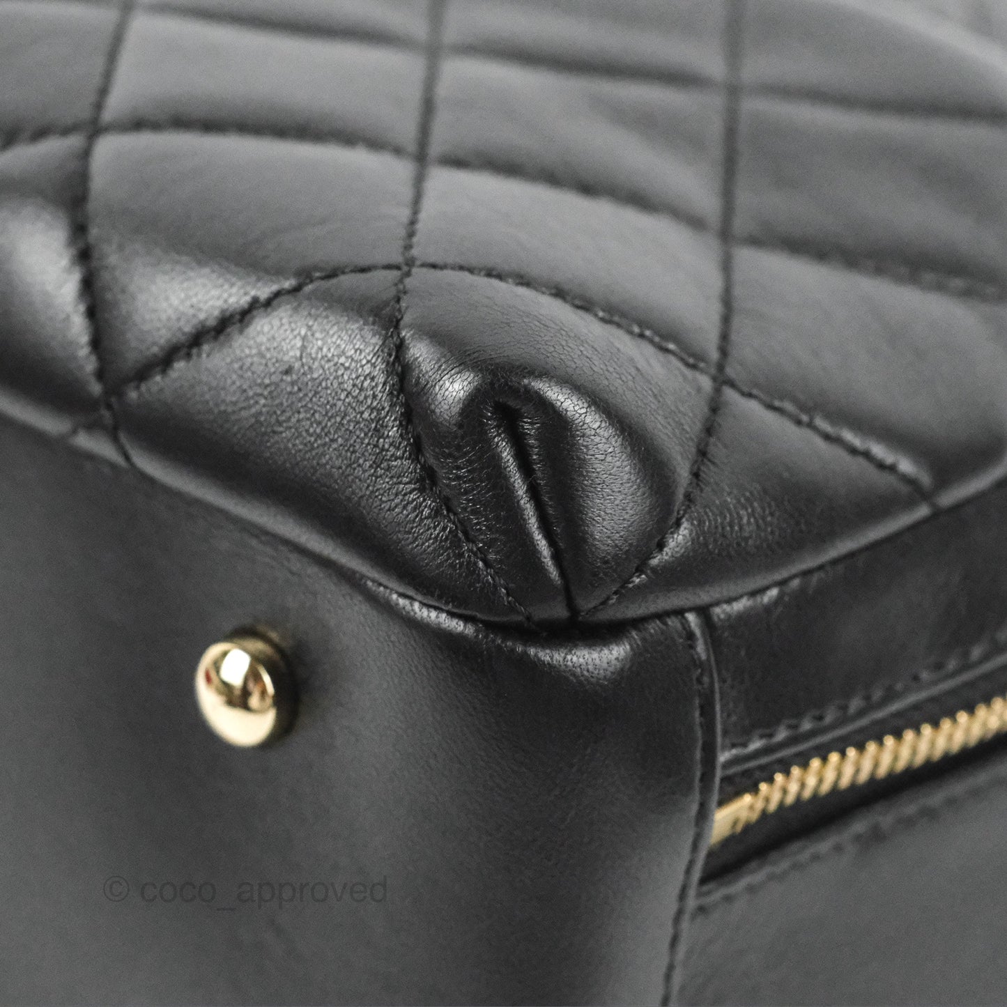 Chanel Quilted Small Trendy CC Bowling Bag Black Lambskin Gold Hardware