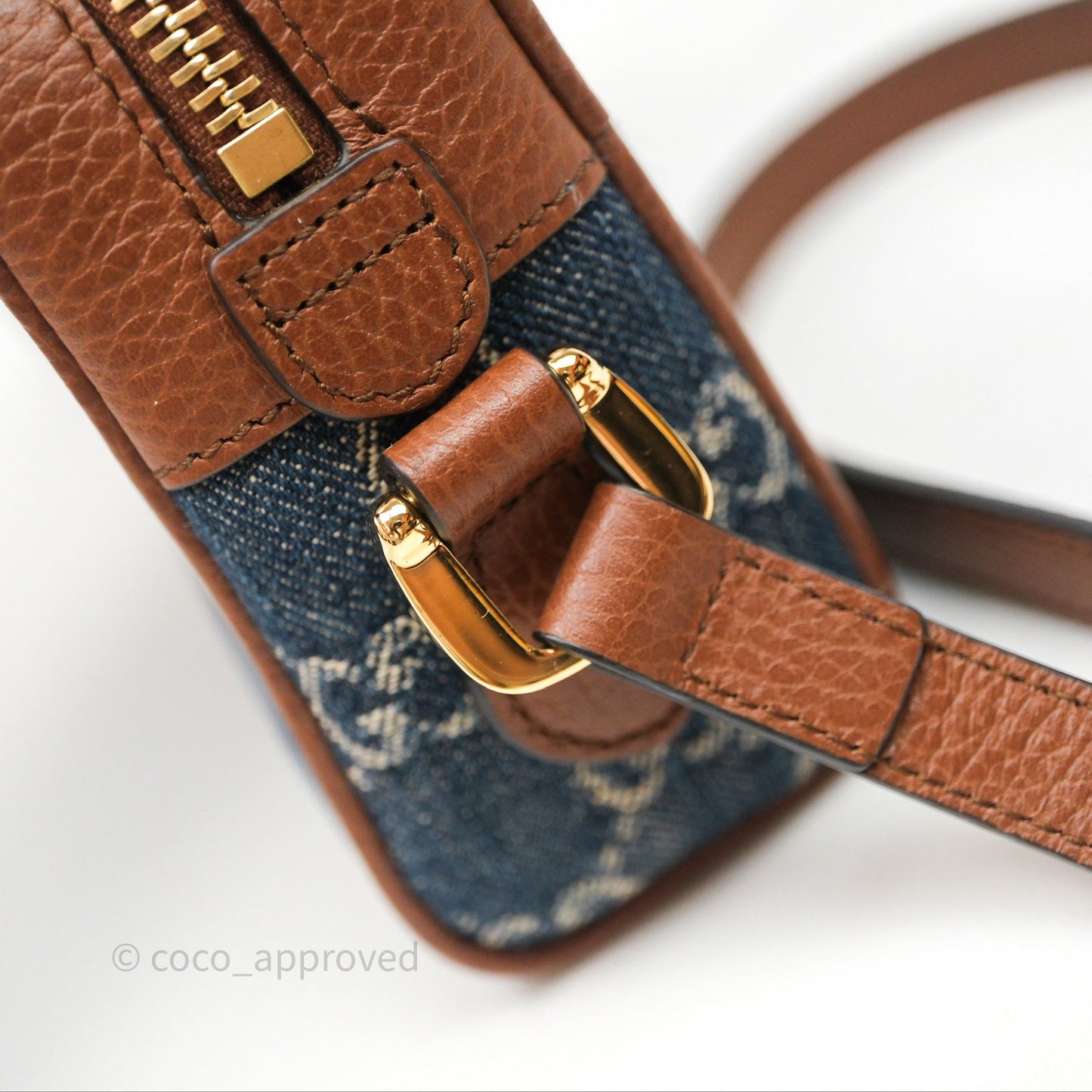 Gucci Ophidia Jacquard Denim Mini Bag Gold Hardware