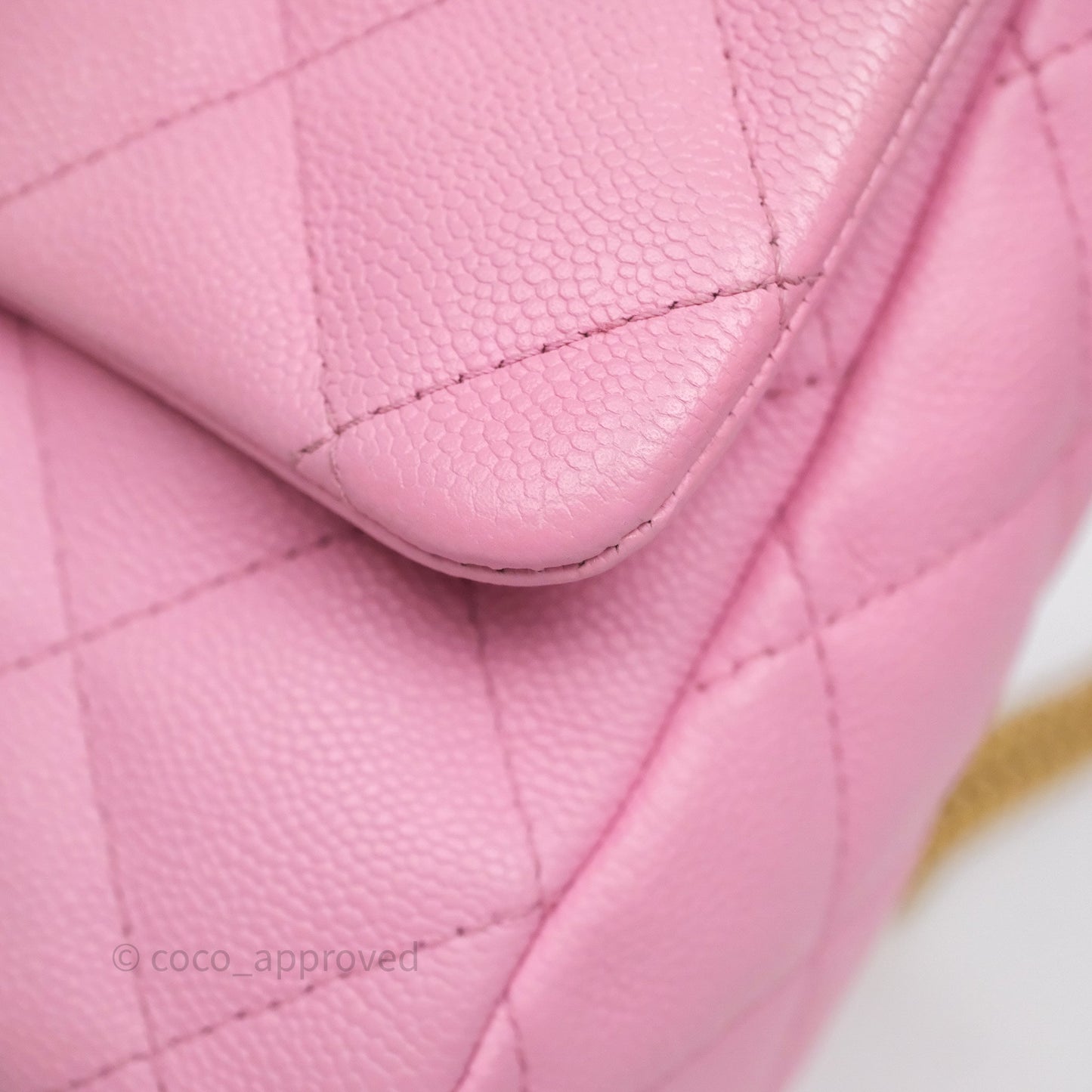 Chanel Large Flap Bag Heart Adjustable Chain Pink Caviar Aged Gold Hardware