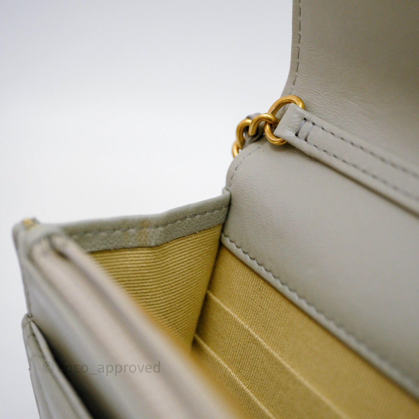 Chanel Quilted Pearl Crush Wallet on Chain WOC Grey Lambskin Aged Gold Hardware