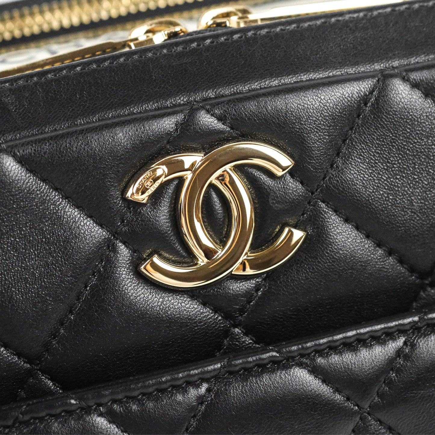 Chanel Quilted Small Trendy CC Bowling Bag Black Lambskin Gold Hardware