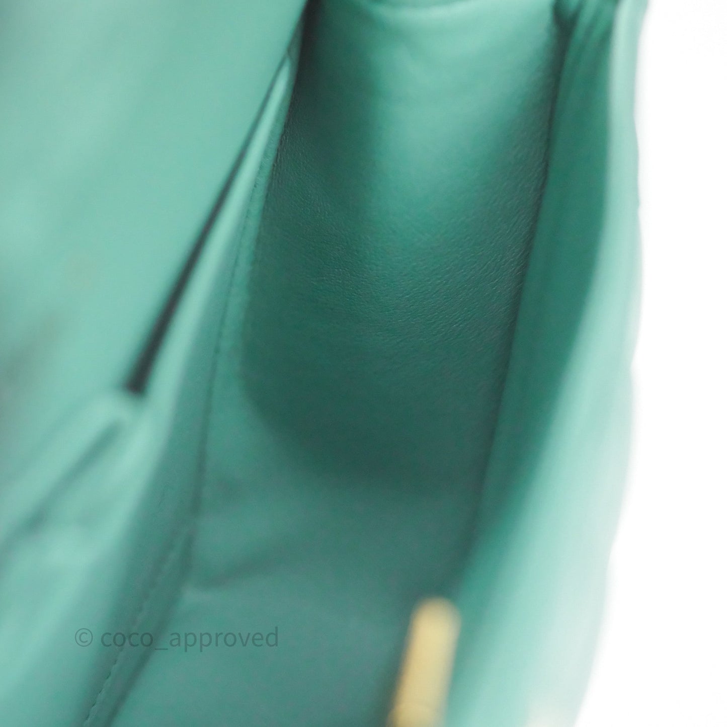 Chanel Small Classic Flap Quilted Green Lambskin Gold Hardware