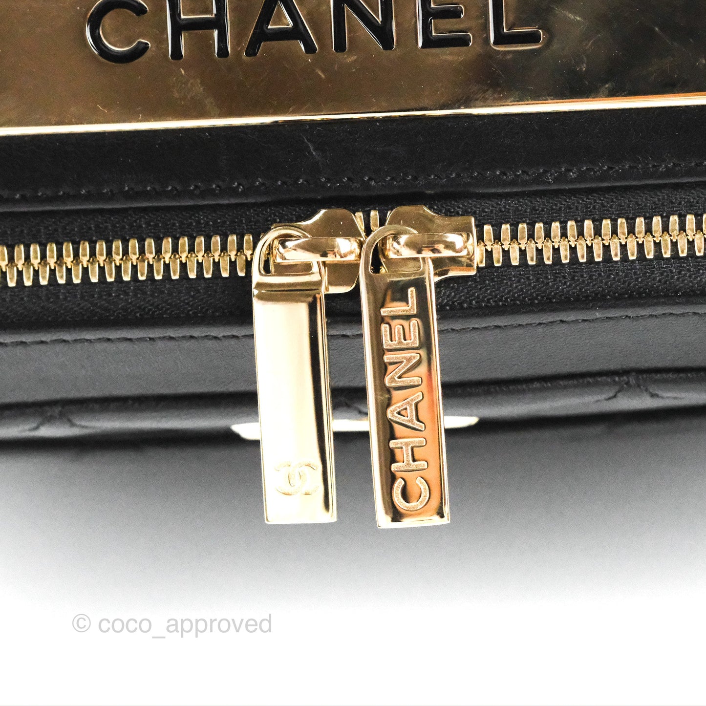 Chanel Quilted Small Trendy CC Bowling Bag Black Lambskin Gold Hardware