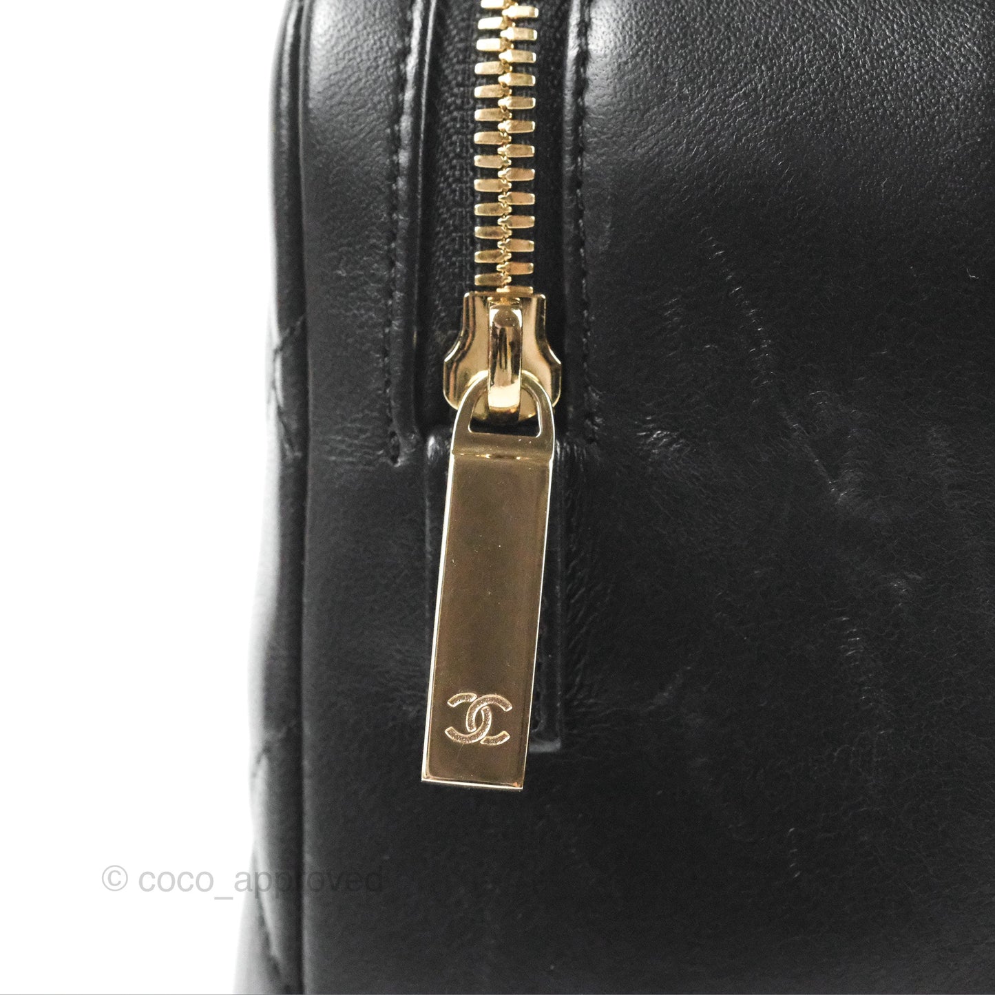 Chanel Quilted Small Trendy CC Bowling Bag Black Lambskin Gold Hardware
