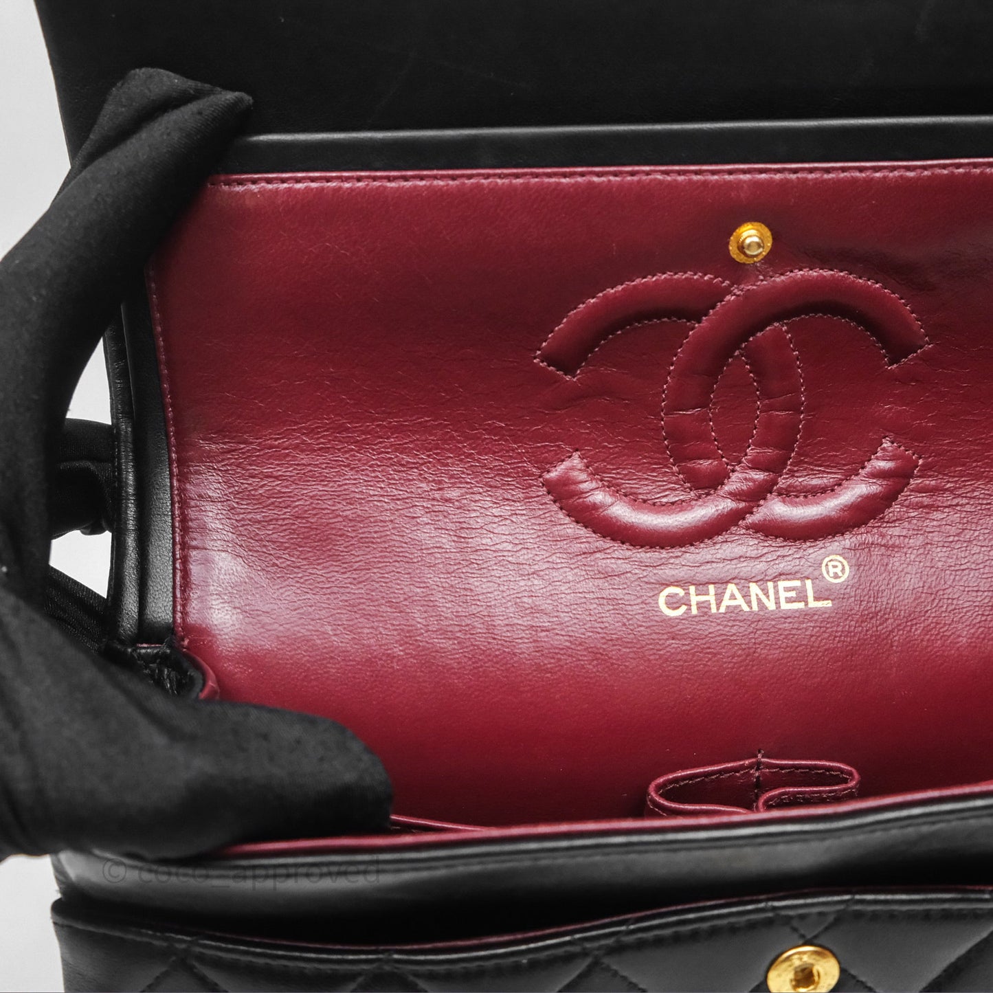 Chanel Classic Vintage Double Flap M/L Black Lambskin 24K Gold Hardware