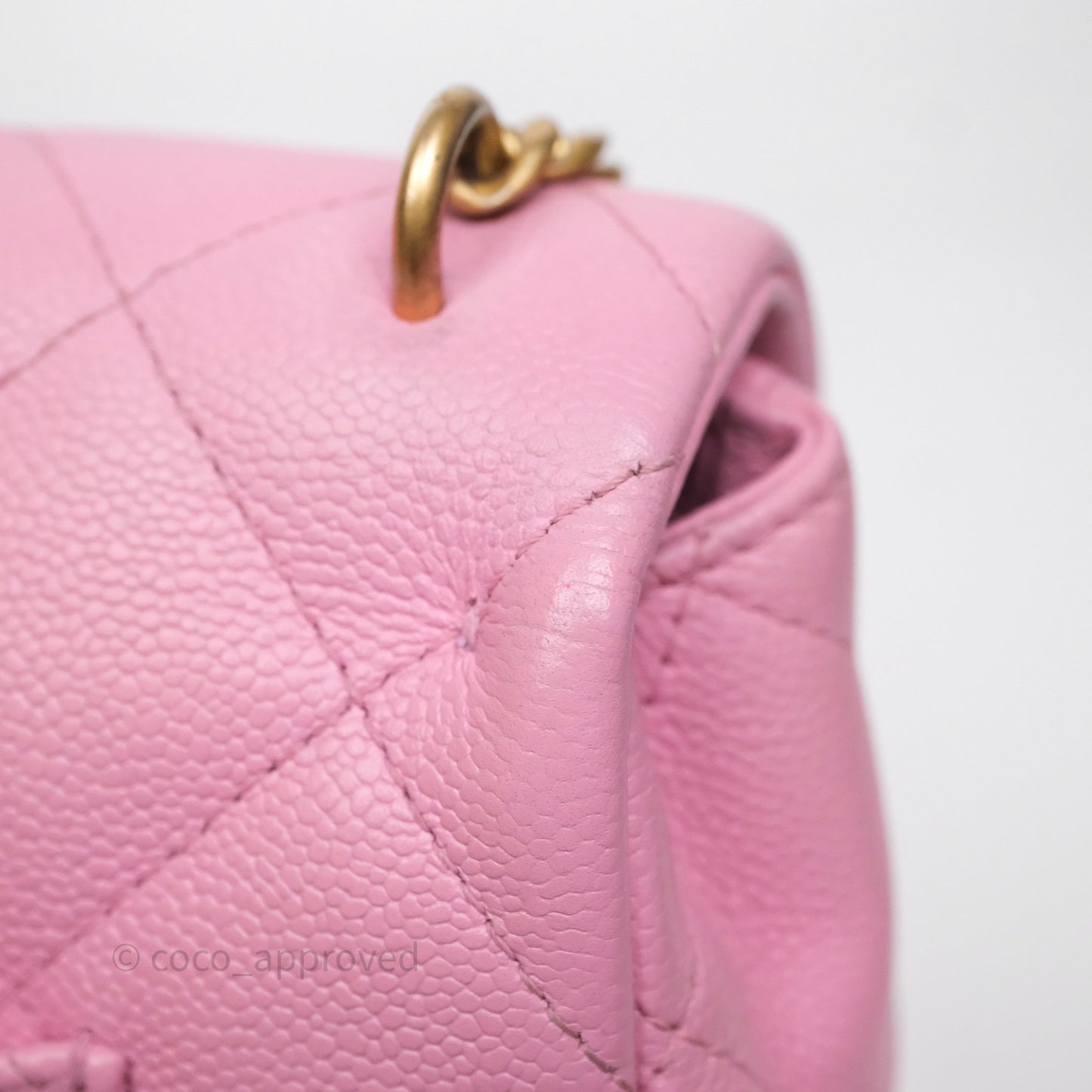 Chanel Large Flap Bag Heart Adjustable Chain Pink Caviar Aged Gold Hardware