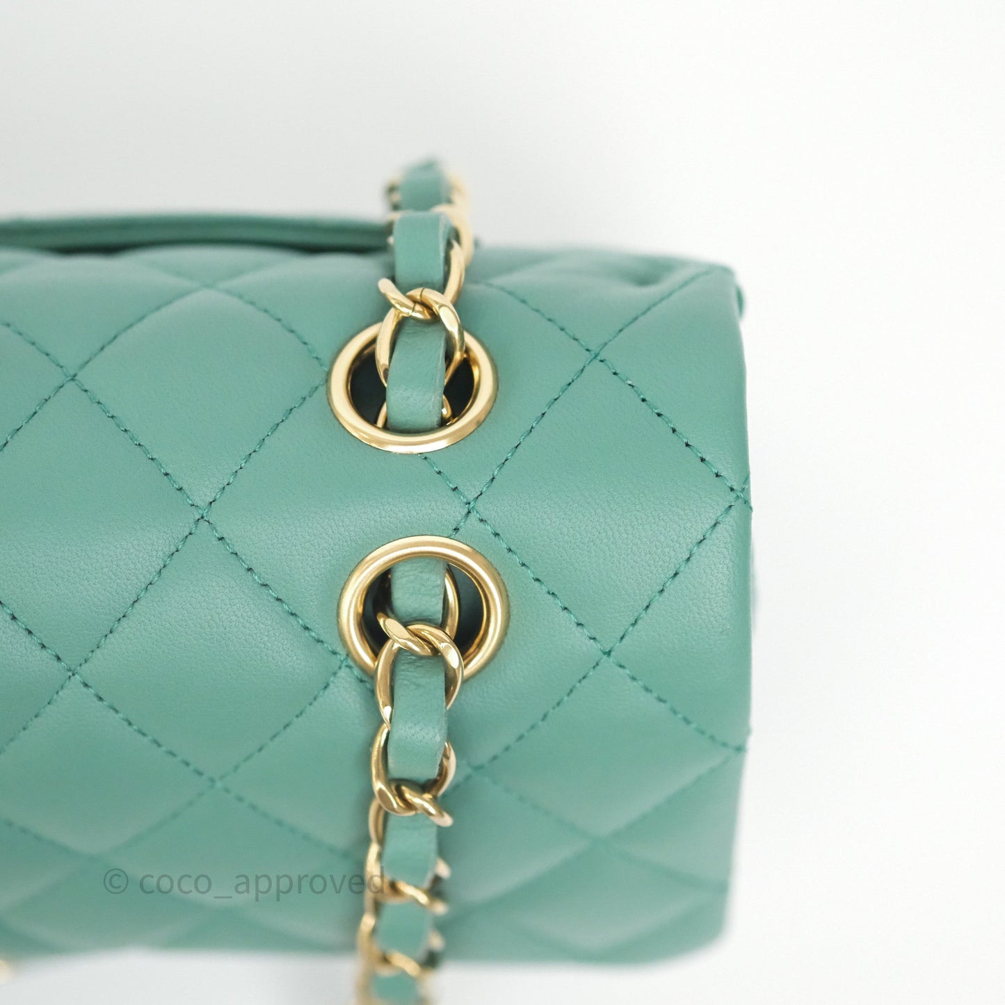 Chanel Small Classic Flap Quilted Green Lambskin Gold Hardware