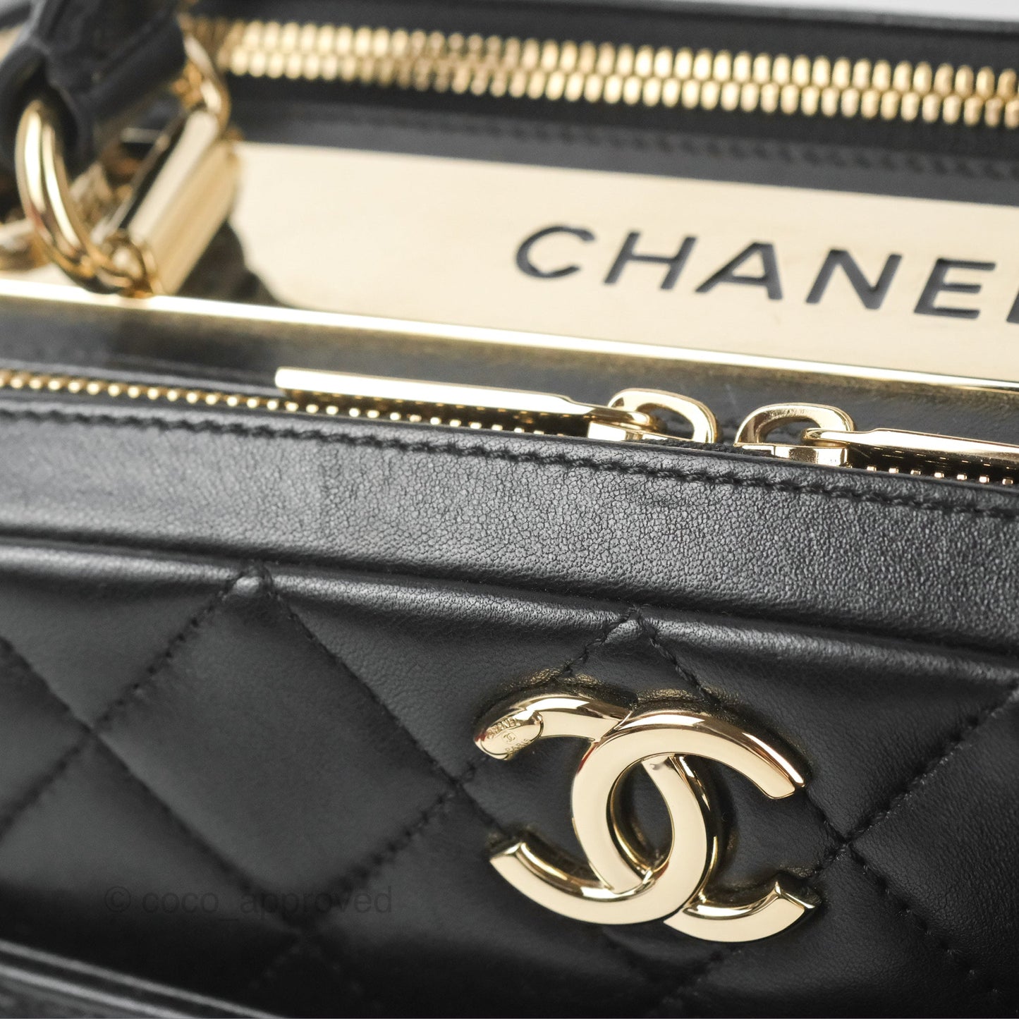 Chanel Quilted Small Trendy CC Bowling Bag Black Lambskin Gold Hardware