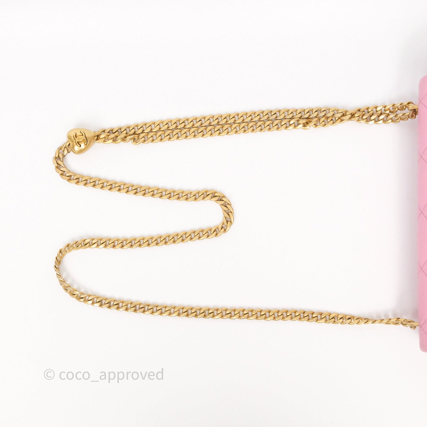 Chanel Large Flap Bag Heart Adjustable Chain Pink Caviar Aged Gold Hardware