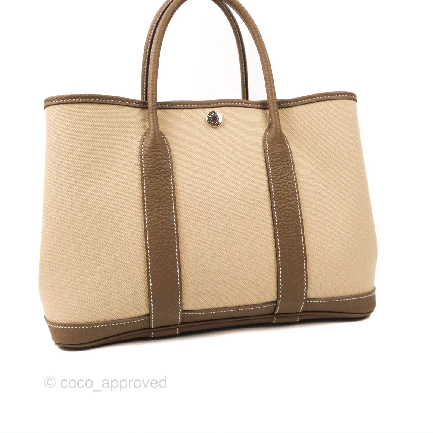 Hermes Garden Party 30 Beton 8L/Etoupe 18 Canvas Negonda With Twilly