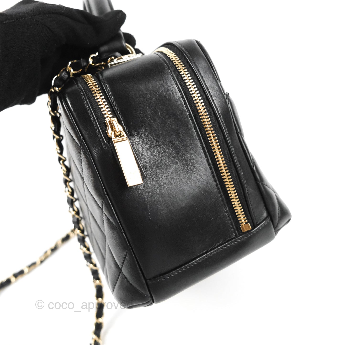 Chanel Quilted Small Trendy CC Bowling Bag Black Lambskin Gold Hardware