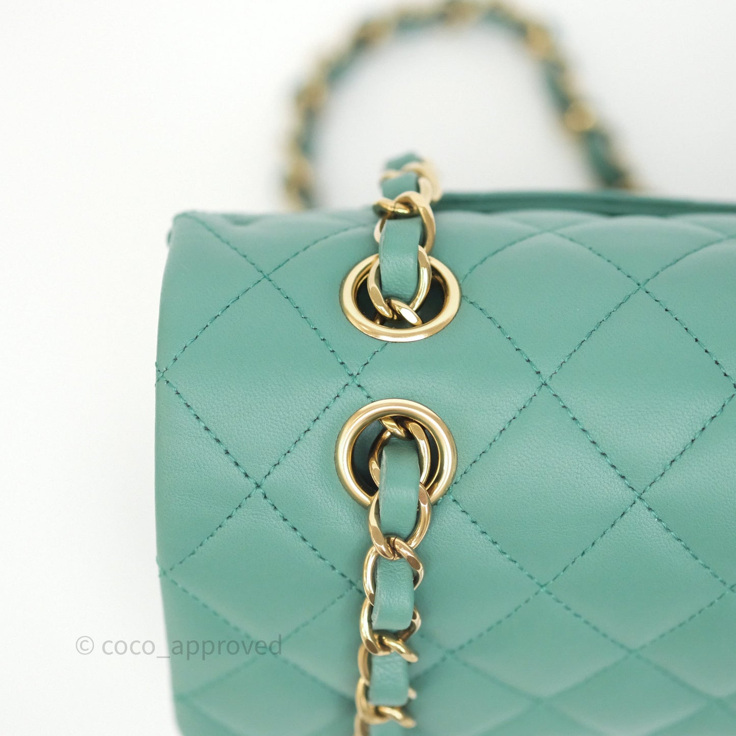 Chanel Small Classic Flap Quilted Green Lambskin Gold Hardware