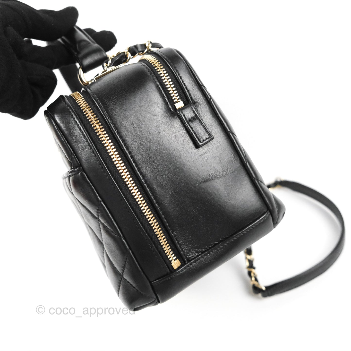 Chanel Quilted Small Trendy CC Bowling Bag Black Lambskin Gold Hardware