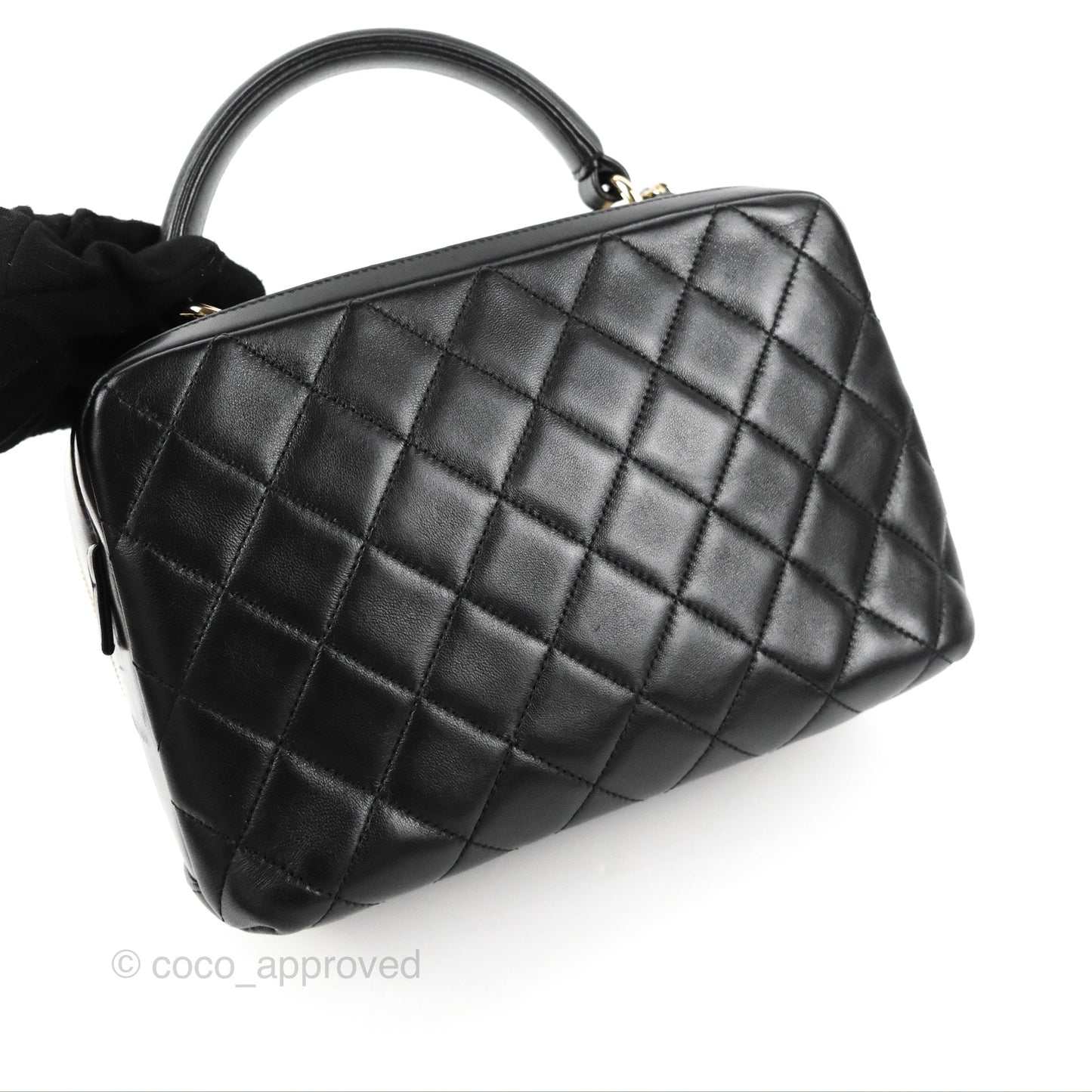 Chanel Quilted Small Trendy CC Bowling Bag Black Lambskin Gold Hardware
