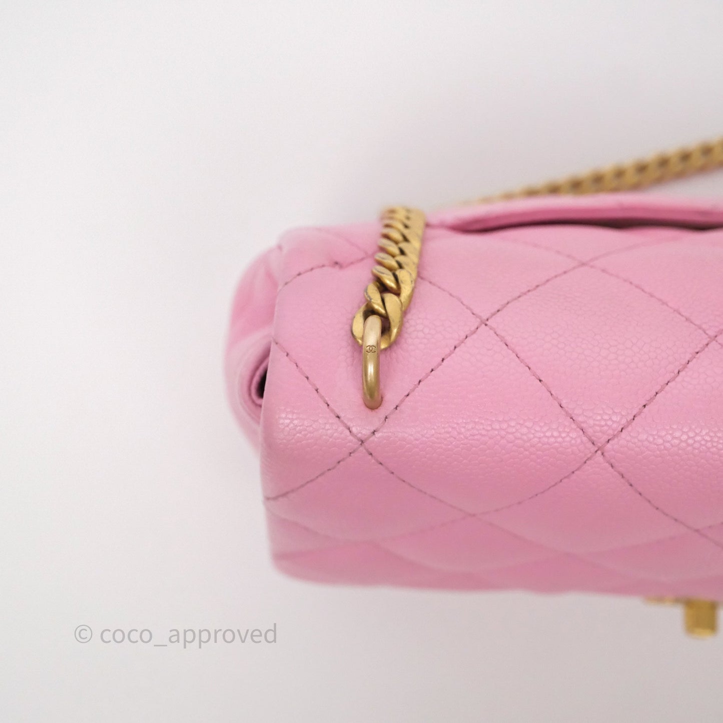 Chanel Large Flap Bag Heart Adjustable Chain Pink Caviar Aged Gold Hardware