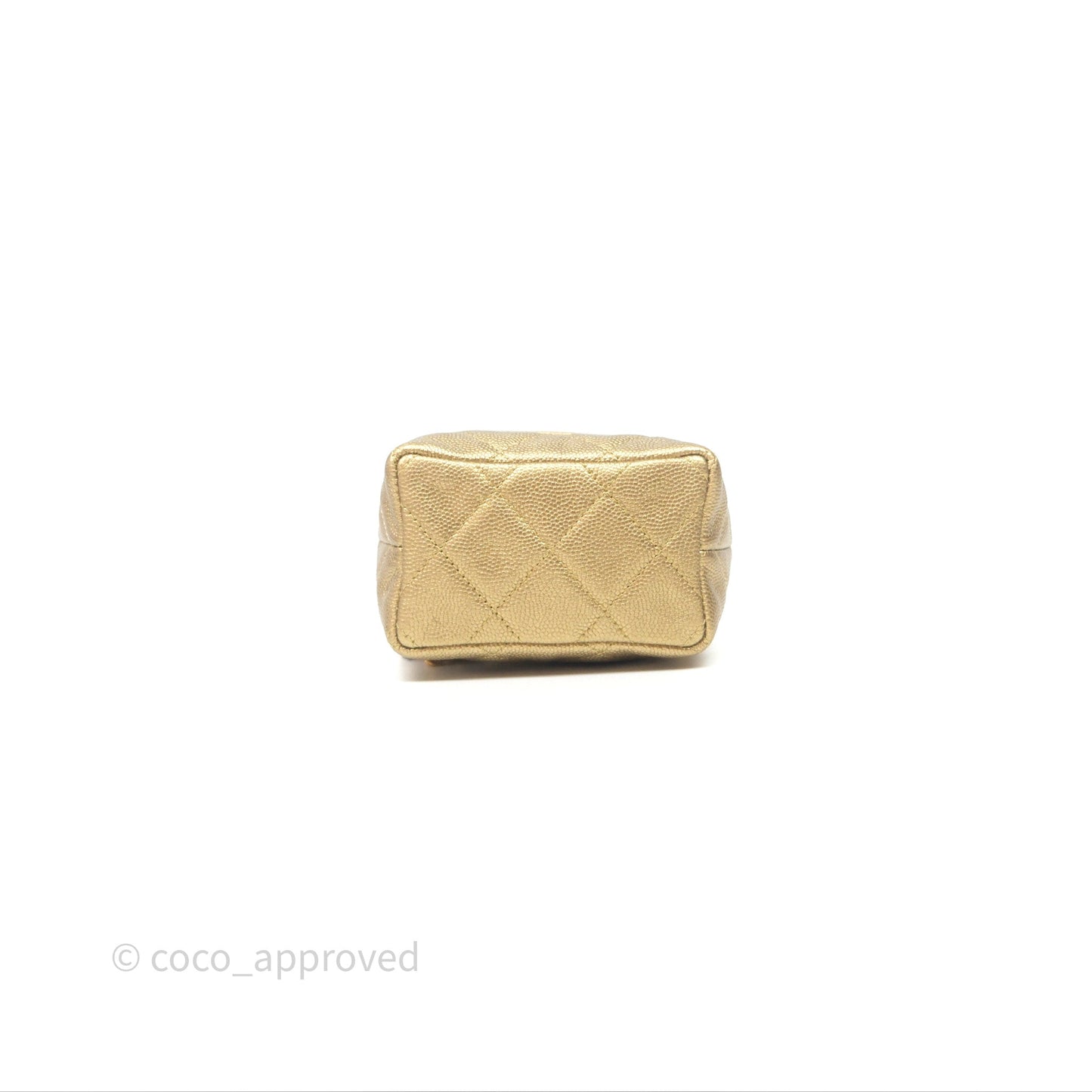Chanel Quilted Mini Top Handle Vanity With Chain Gold Caviar Brushed Gold Hardware