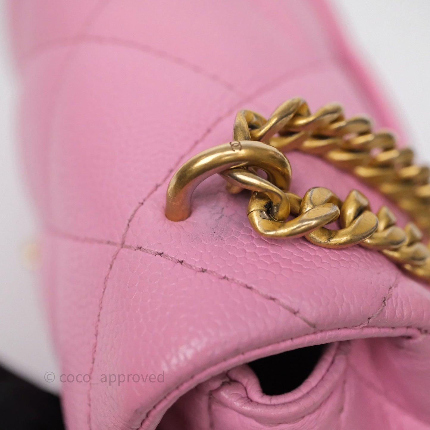 Chanel Large Flap Bag Heart Adjustable Chain Pink Caviar Aged Gold Hardware