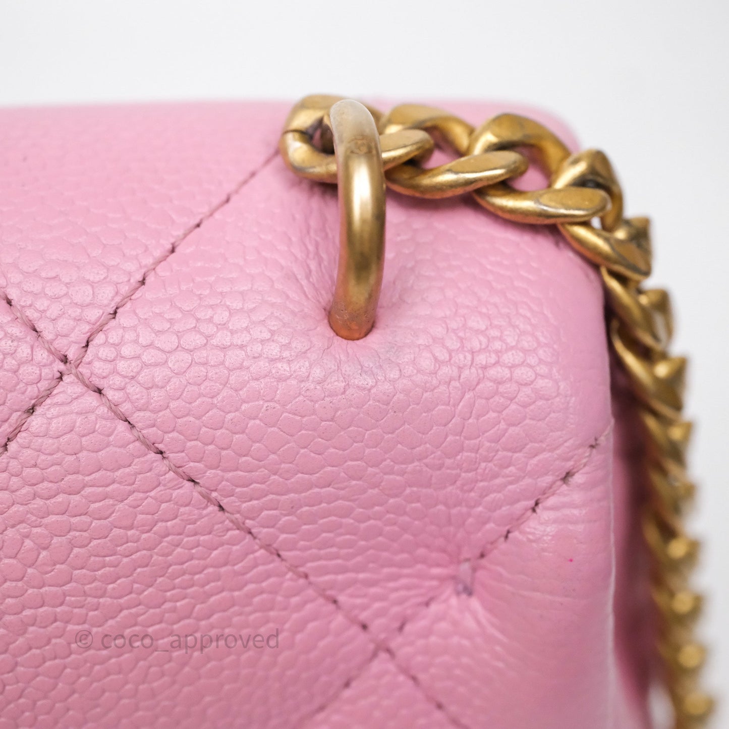 Chanel Large Flap Bag Heart Adjustable Chain Pink Caviar Aged Gold Hardware