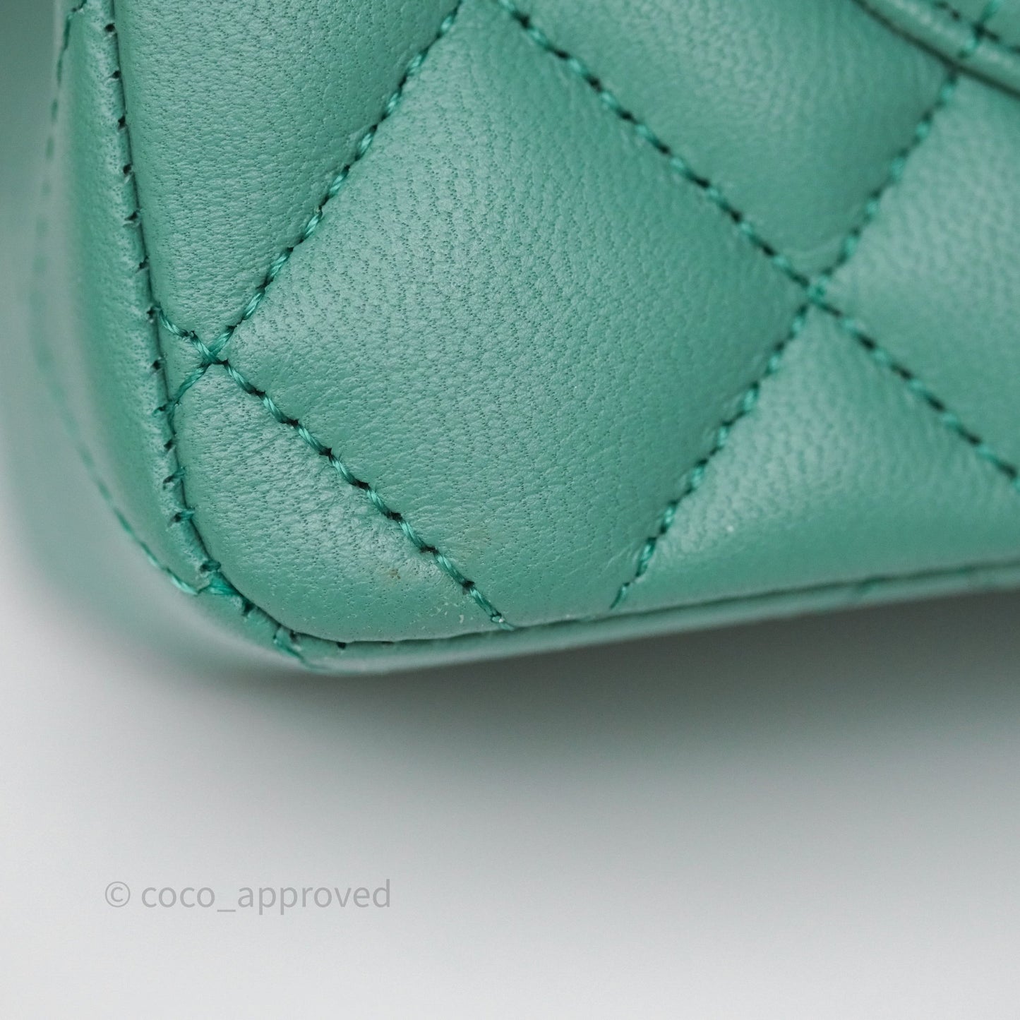 Chanel Small Classic Flap Quilted Green Lambskin Gold Hardware