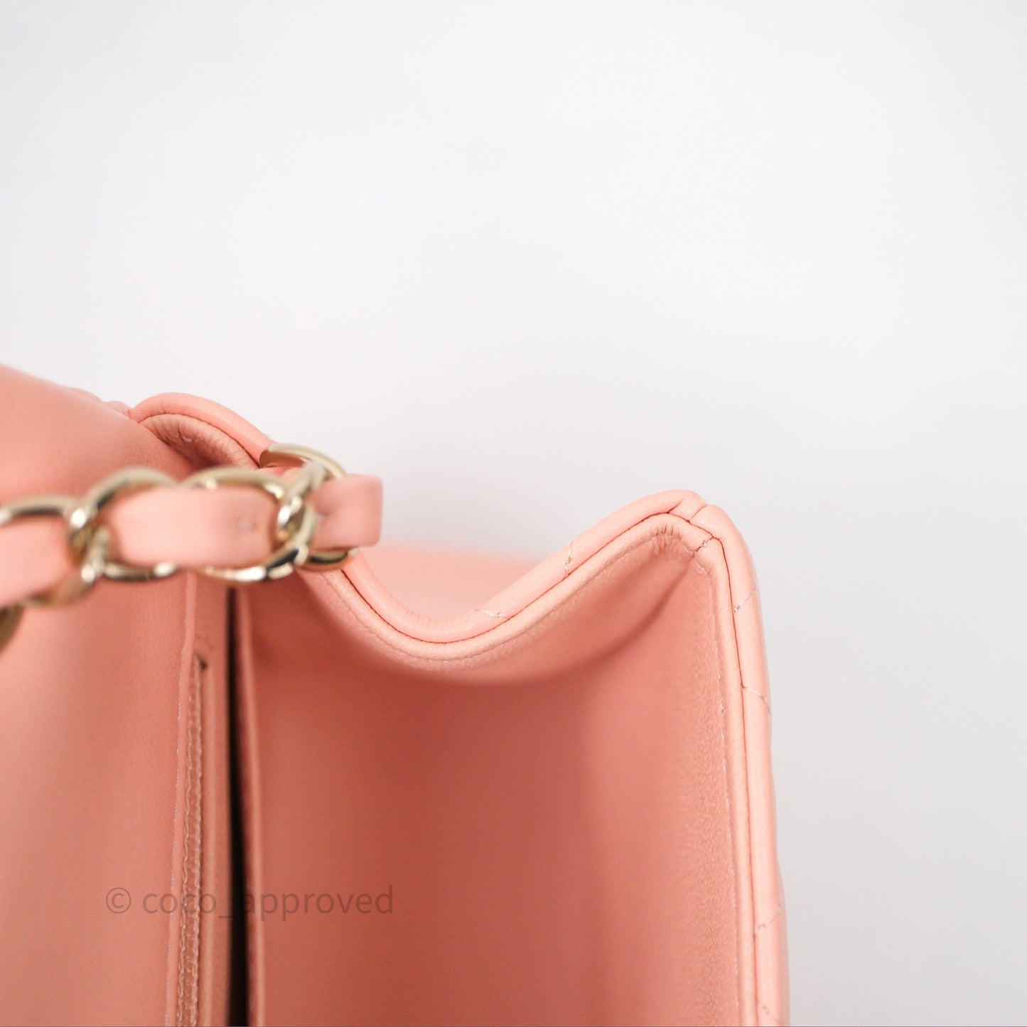 Chanel Mini Square Quilted Peach Lambskin Gold Hardware