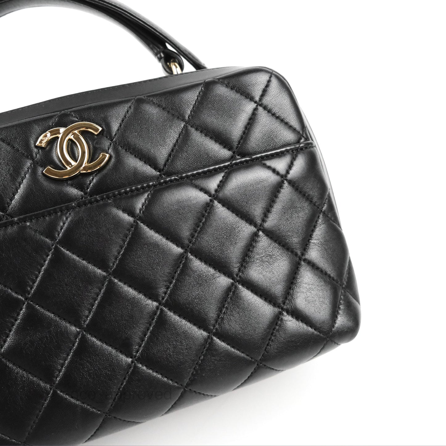 Chanel Quilted Small Trendy CC Bowling Bag Black Lambskin Gold Hardware