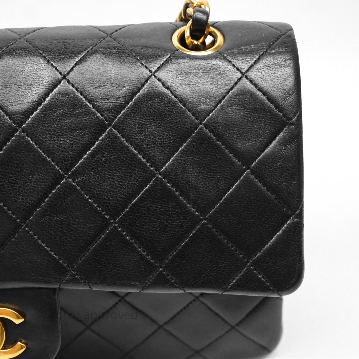 Chanel Classic Vintage Double Flap M/L Black Lambskin 24K Gold Hardware
