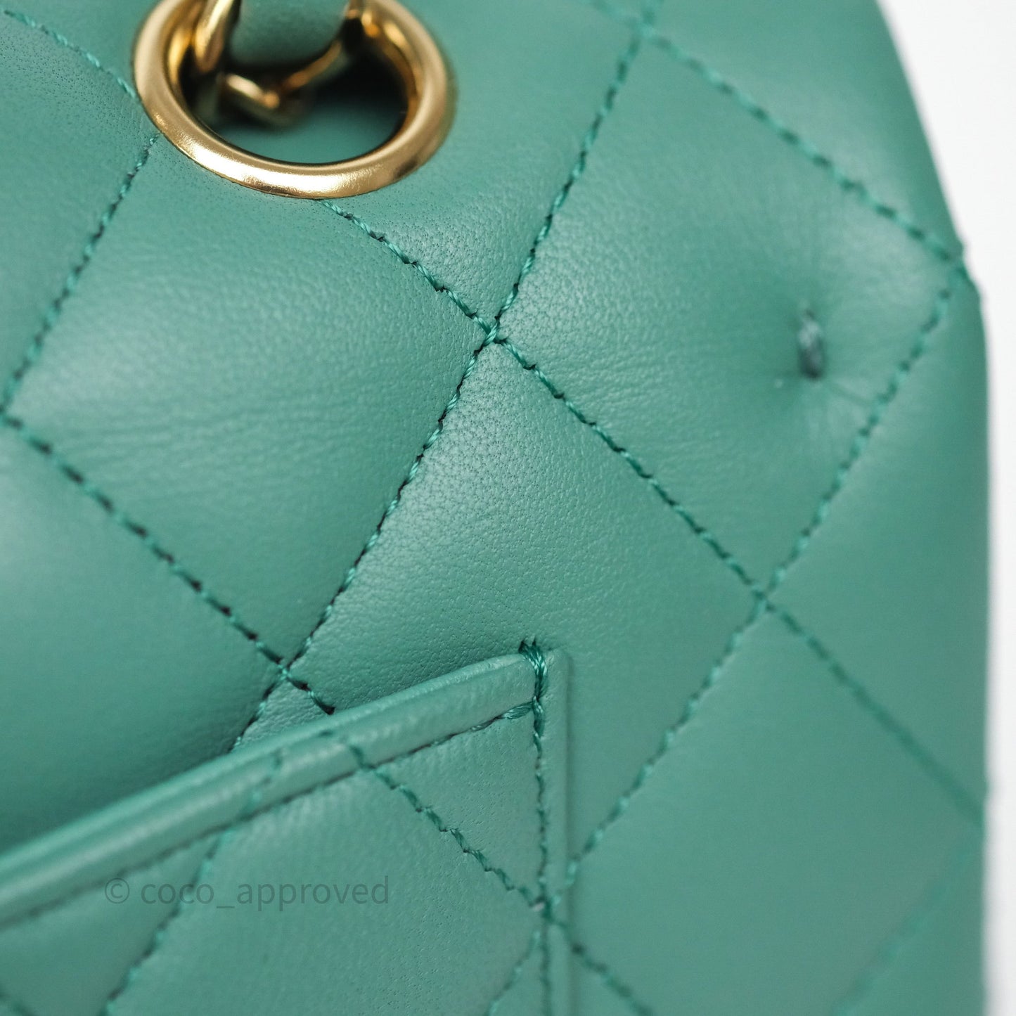 Chanel Small Classic Flap Quilted Green Lambskin Gold Hardware