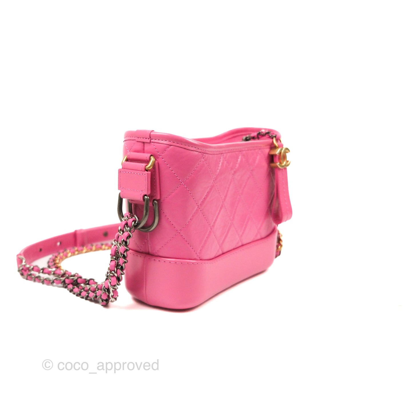 Chanel Quilted Small Gabrielle Hobo Pink Aged Calfskin Mixed Hardware