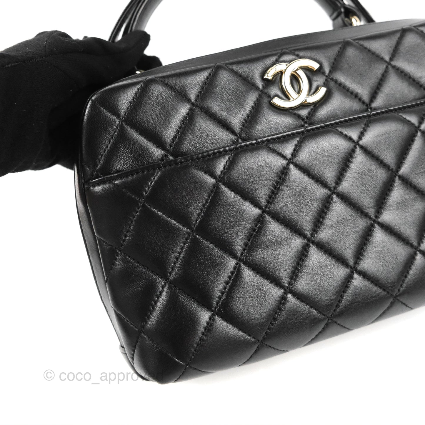Chanel Quilted Small Trendy CC Bowling Bag Black Lambskin Gold Hardware