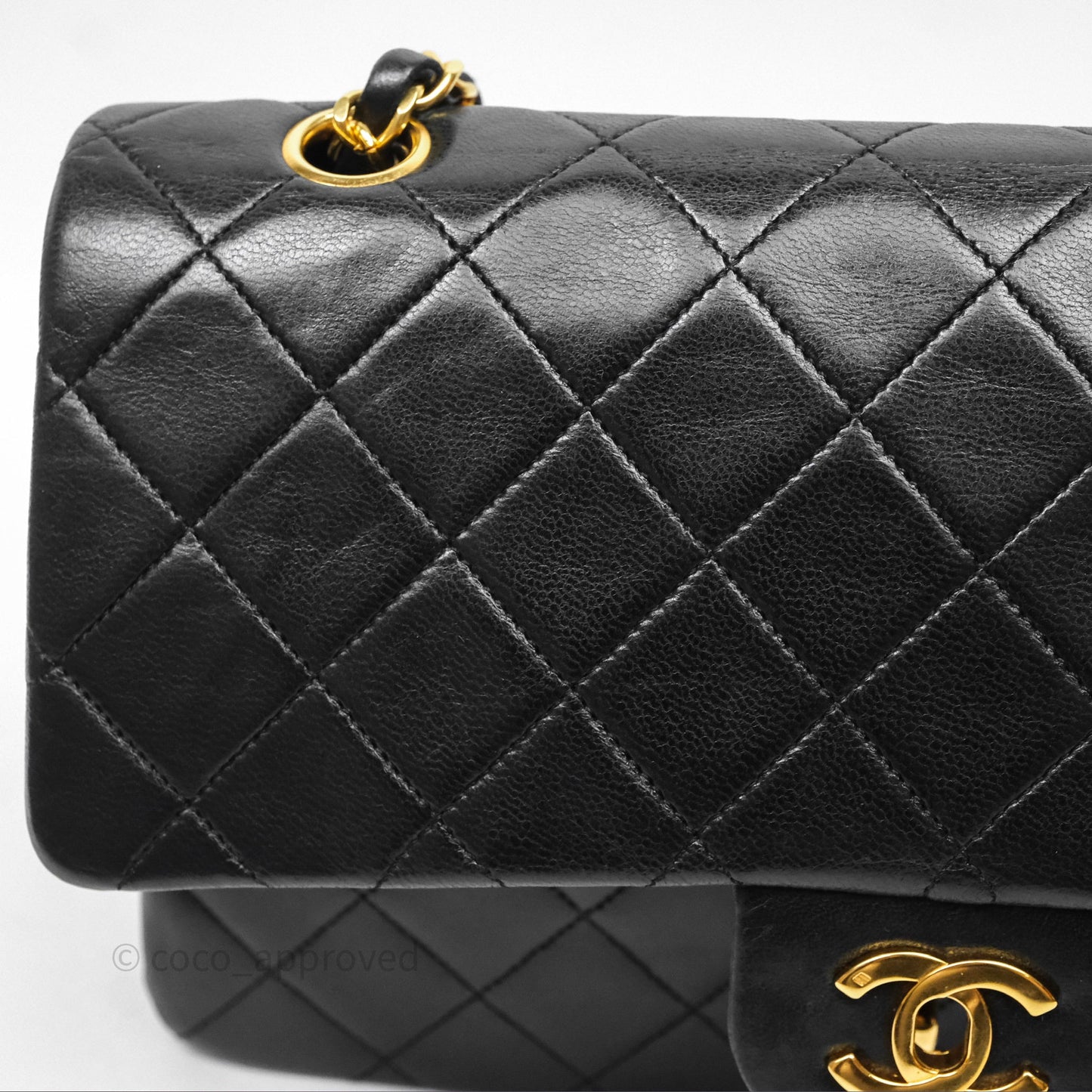 Chanel Classic Vintage Double Flap M/L Black Lambskin 24K Gold Hardware