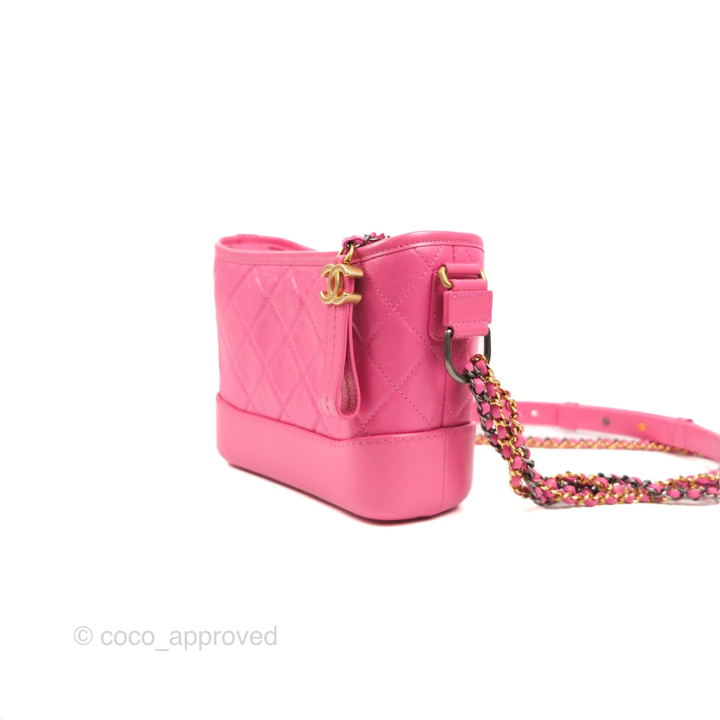 Chanel Quilted Small Gabrielle Hobo Pink Aged Calfskin Mixed Hardware