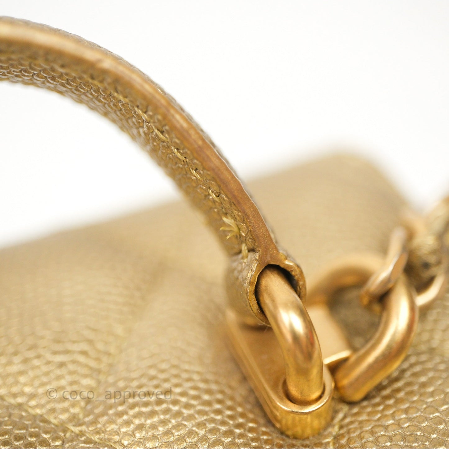 Chanel Quilted Mini Top Handle Vanity With Chain Gold Caviar Brushed Gold Hardware