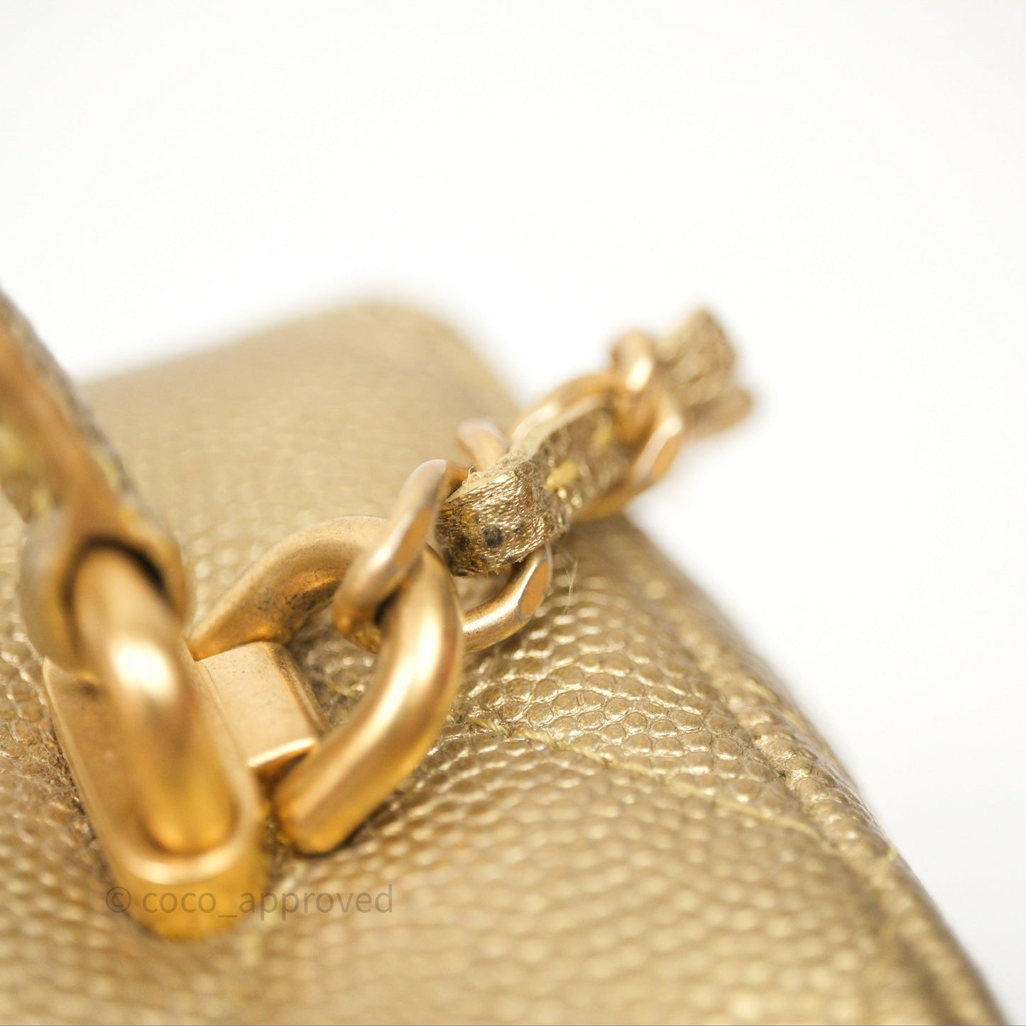 Chanel Quilted Mini Top Handle Vanity With Chain Gold Caviar Brushed Gold Hardware