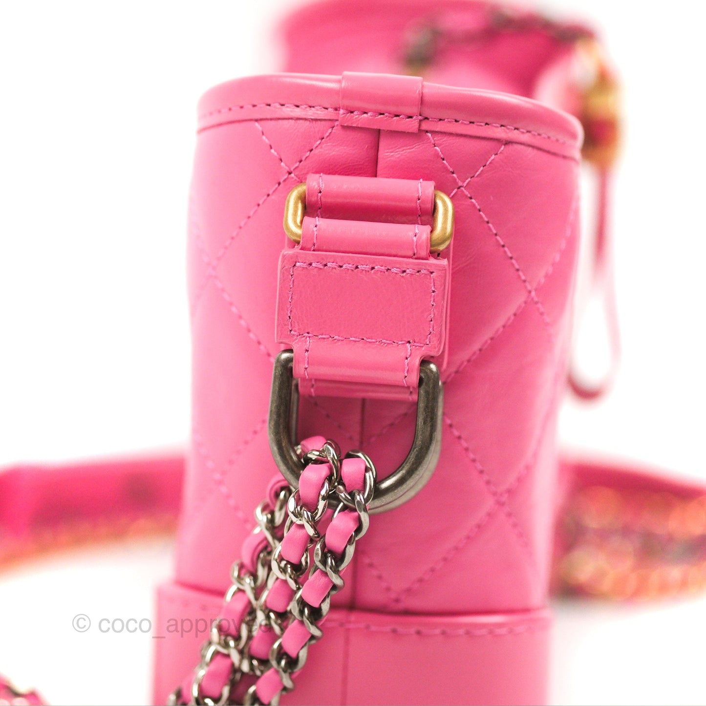 Chanel Quilted Small Gabrielle Hobo Pink Aged Calfskin Mixed Hardware