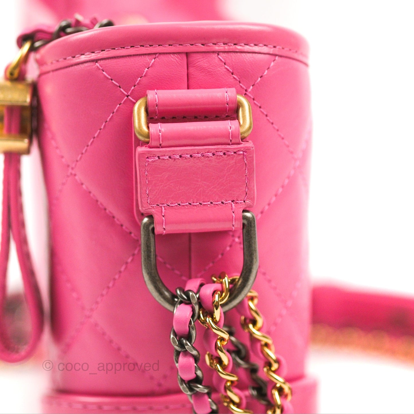 Chanel Quilted Small Gabrielle Hobo Pink Aged Calfskin Mixed Hardware