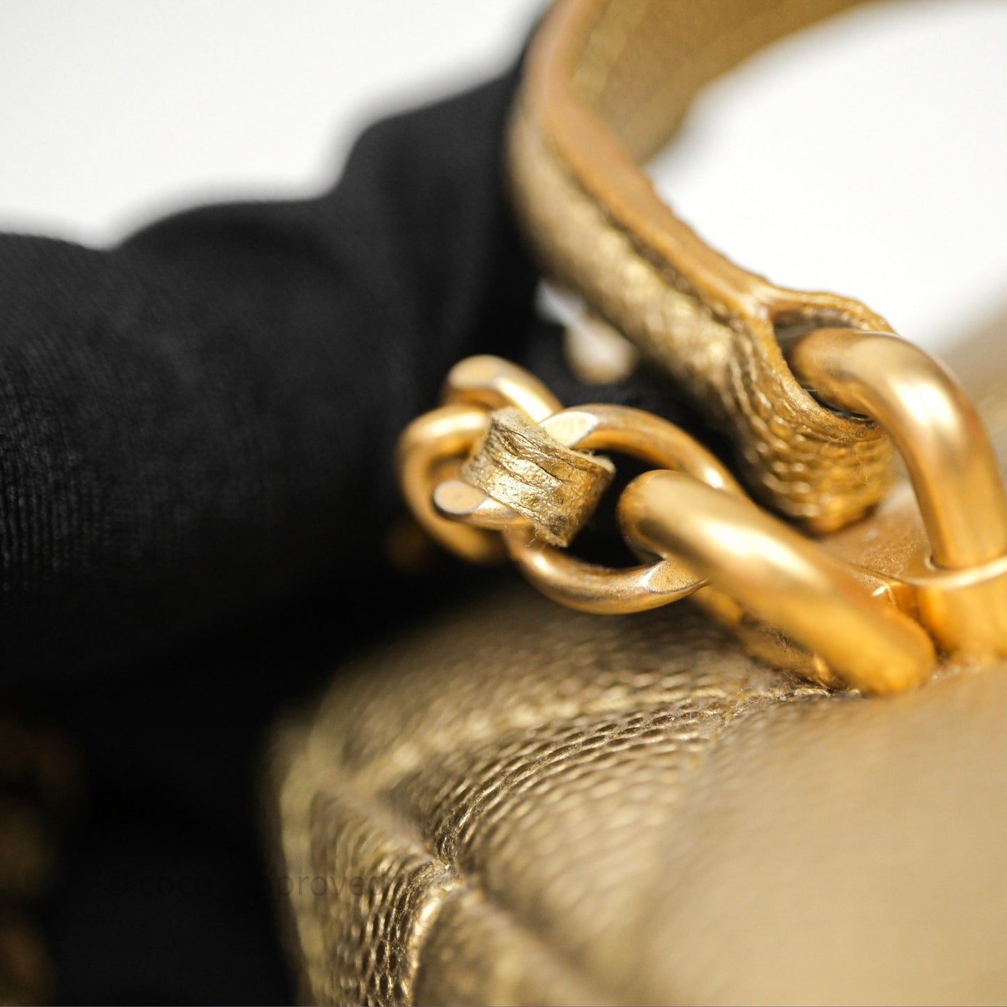 Chanel Quilted Mini Top Handle Vanity With Chain Gold Caviar Brushed Gold Hardware