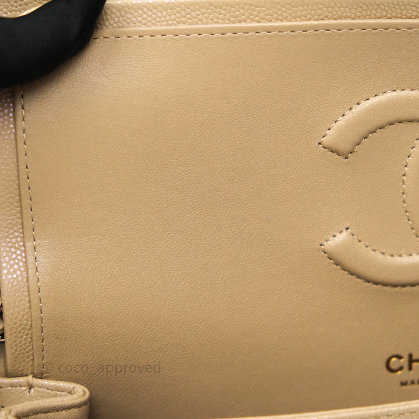 Chanel Classic M/L Medium Flap Quilted Iridescent Dark Beige Caviar Gold Hardware 21S