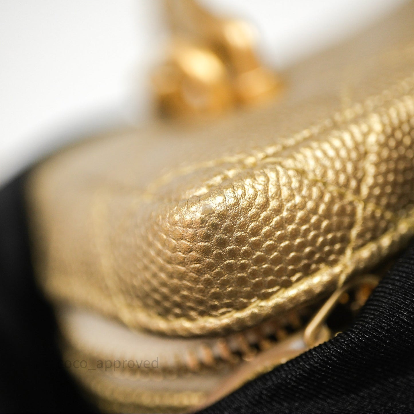 Chanel Quilted Mini Top Handle Vanity With Chain Gold Caviar Brushed Gold Hardware