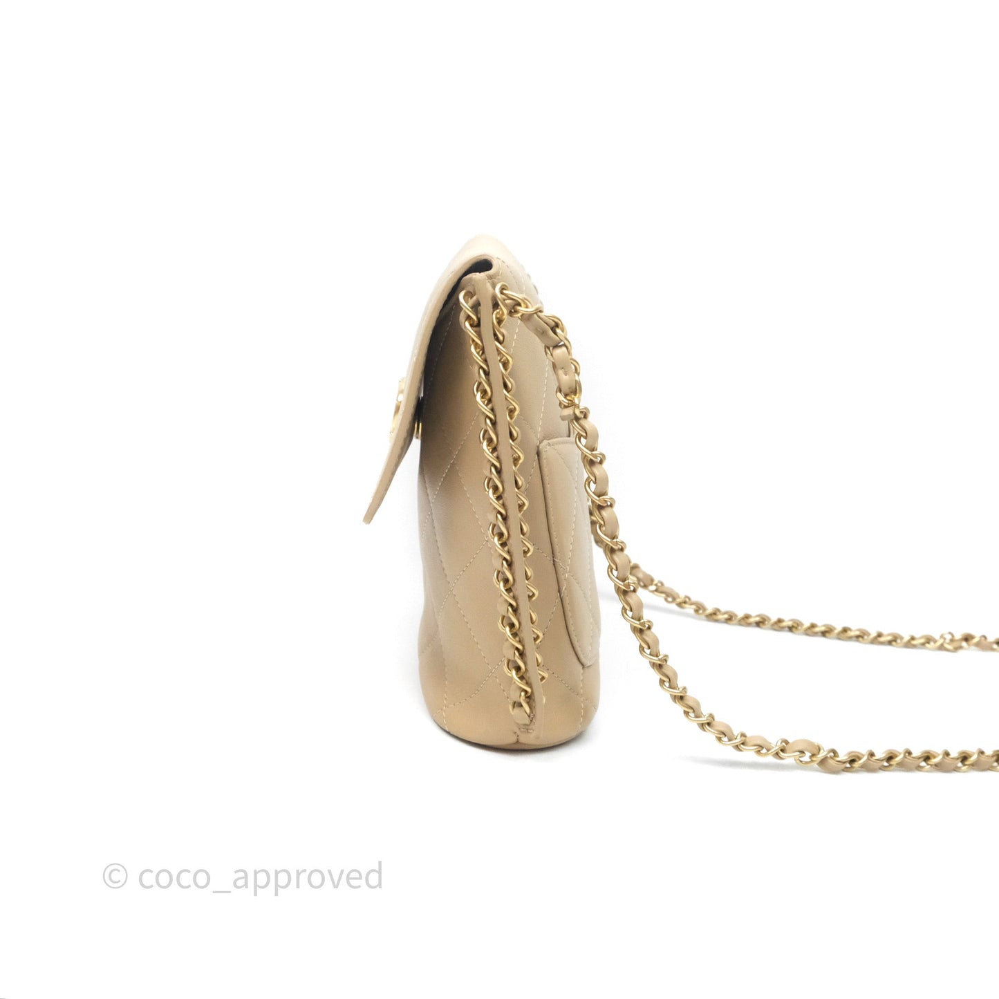 Chanel Small Hobo Bag Beige Calfskin Aged Gold Hardware